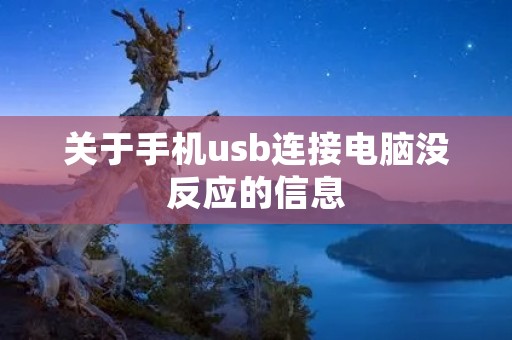 关于手机u**连接电脑没反应的信息 关于手机u**连接电脑没反应的信息