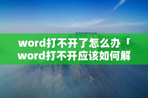 word打不开了怎么办「word打不开应该如何解决」