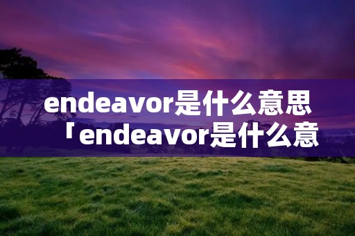 endeavor是什么意思「endeavor是什么意思英语」 endeavor是什么意思「endeavor是什么意思英语」