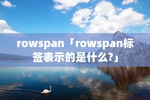 rowspan「rowspan标签表示的是什么?」