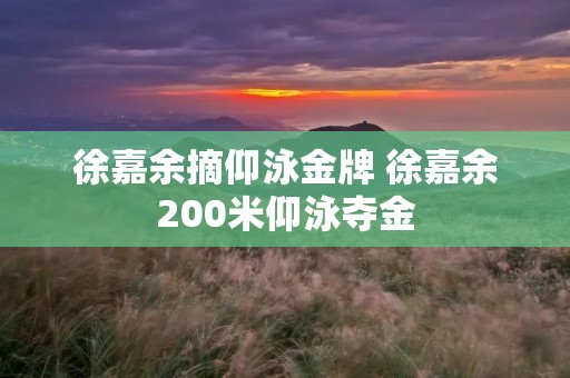 徐嘉余摘仰泳金牌 徐嘉余200米仰泳夺金