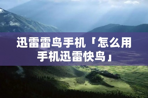 迅雷雷鸟手机「怎么用手机迅雷快鸟」