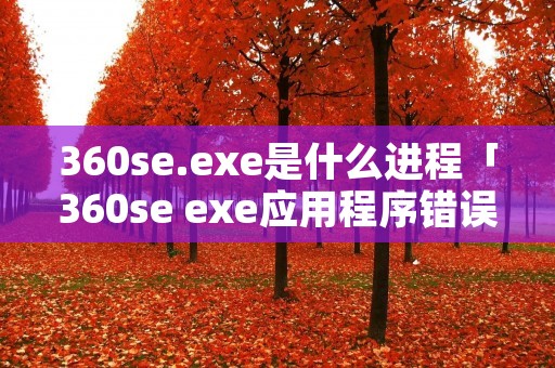 360se.exe是什么进程「360se exe应用程序错误」 360se.exe是什么进程「360se exe应用程序错误」