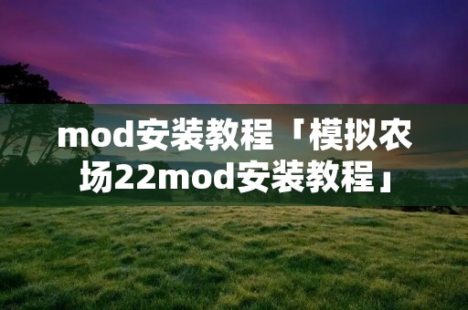 mod安装教程「模拟农场22mod安装教程」
