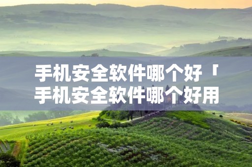 手机安全软件哪个好「手机安全软件哪个好用又便宜」