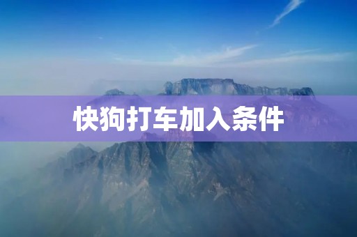 快狗打车加入条件：让你轻松成为一名快狗打车司机