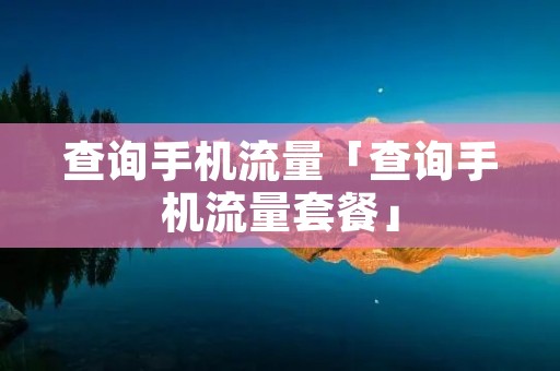 查询手机流量「查询手机流量套餐」
