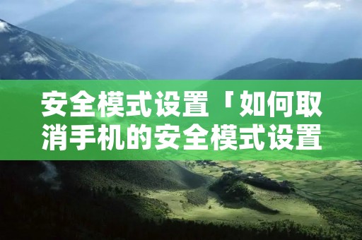 安全模式设置「如何取消手机的安全模式设置」