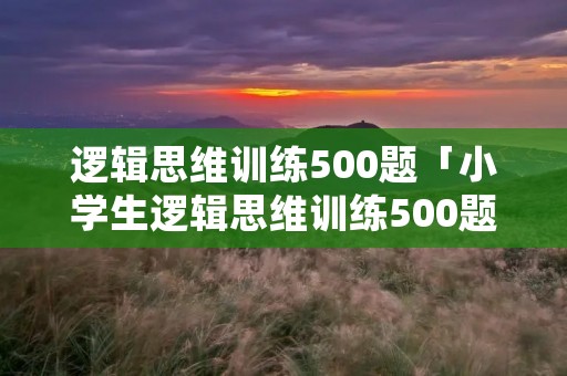 逻辑思维训练500题「小学生逻辑思维训练500题」