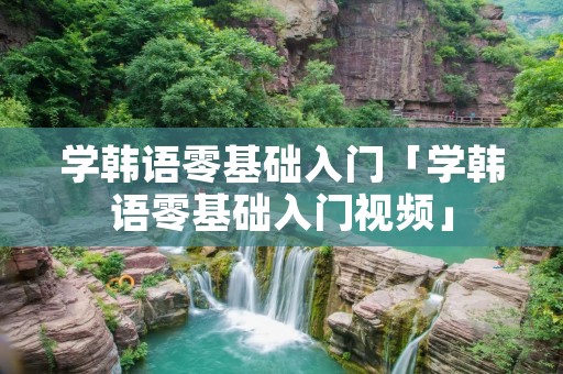学韩语零基础入门「学韩语零基础入门视频」