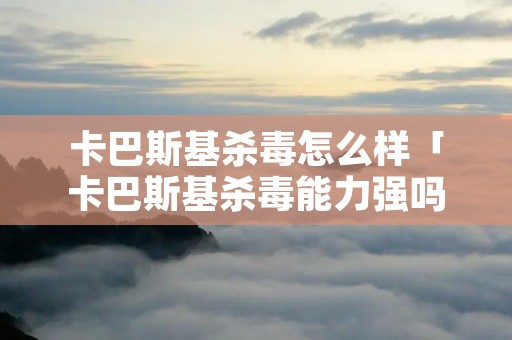 卡巴斯基杀毒怎么样「卡巴斯基杀毒能力强吗」