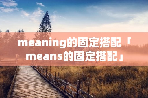meaning的固定搭配「means的固定搭配」
