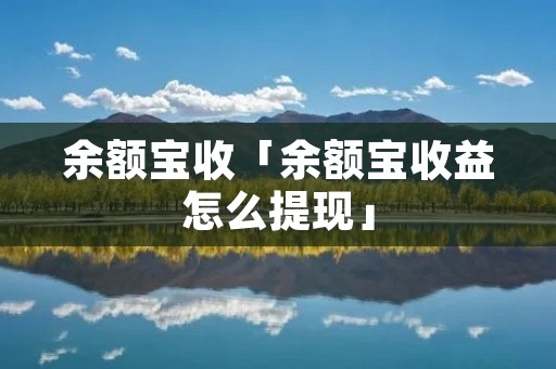 余额宝收「余额宝收益怎么提现」