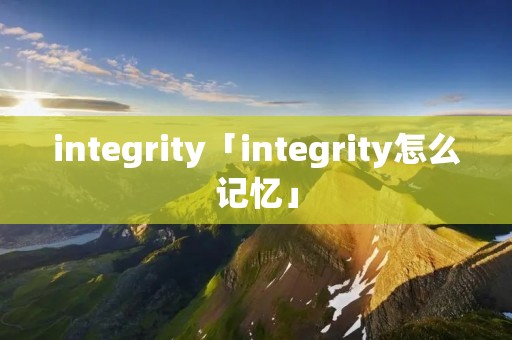 integrity「integrity怎么记忆」