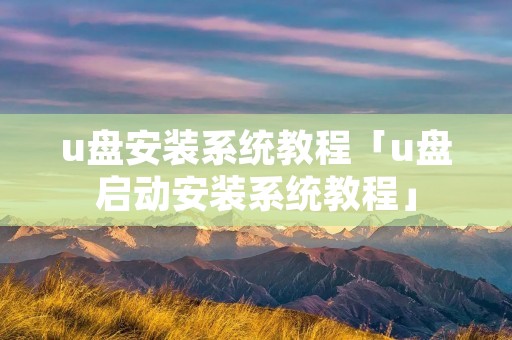 u盘安装系统教程「u盘启动安装系统教程」