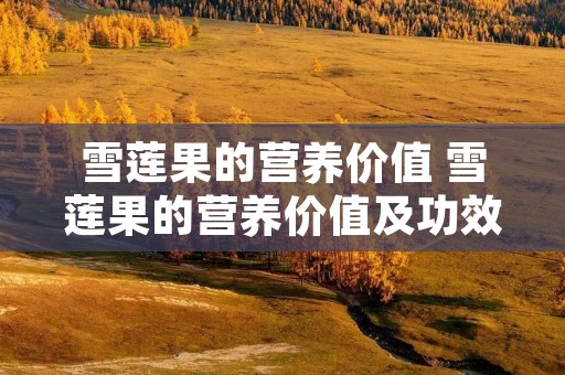雪莲果的营养价值 雪莲果的营养价值及功效