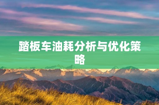 踏板车油耗分析与优化策略 踏板车油耗分析与优化策略