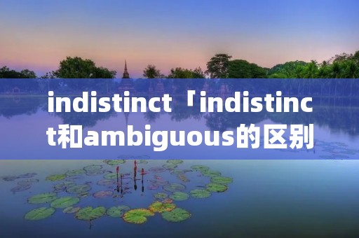indistinct「indistinct和ambiguous的区别」 indistinct「indistinct和ambiguous的区别」