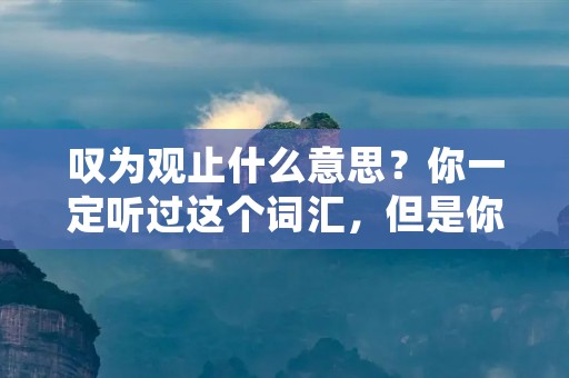 叹为观止什么意思?你一定听过这个词汇,但是你真的理解它的含义吗?在这篇文章中,我将详细解释叹为观止的意思,并通过丰富的例子和描述来帮助你更好地理解这个词汇的使用。