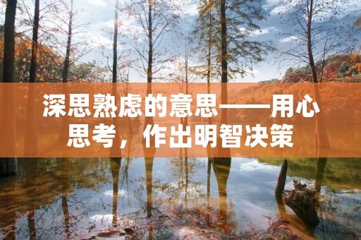 深思熟虑的意思——用心思考,作出明智决策