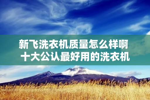 新飞洗衣机质量怎么样啊 十大公认最好用的洗衣机