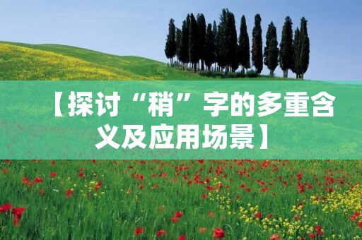 【探讨“稍”字的多重含义及应用场景】