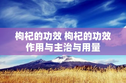 枸杞的功效 枸杞的功效作用与主治与用量