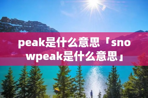 peak是什么意思「snowpeak是什么意思」