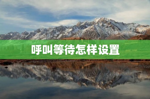 呼叫等待怎样设置
