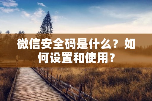 微信安全码是什么?如何设置和使用?
