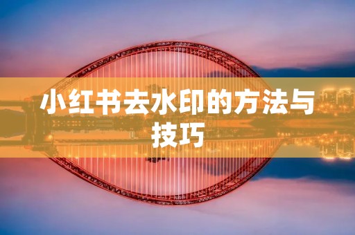 小红书去水印的方法与技巧