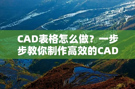 CAD表格怎么做？一步步教你制作高效的CAD表格！