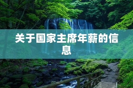 关于国家主席年薪的信息 关于国家主席年薪的信息