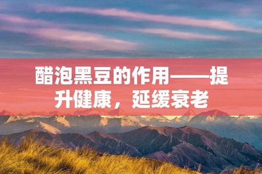 醋泡黑豆的作用——提升健康,延缓衰老