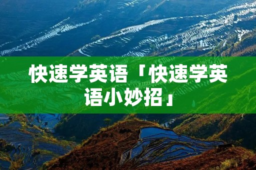 快速学英语「快速学英语小妙招」