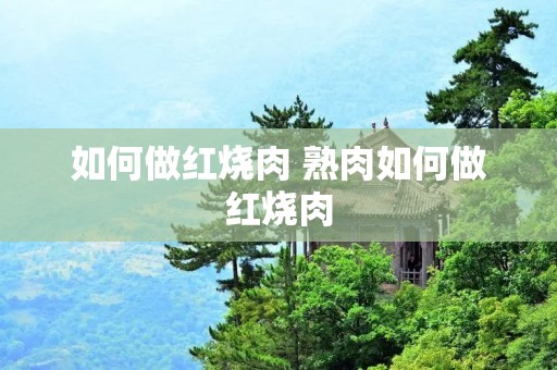 如何做红烧肉 熟肉如何做红烧肉