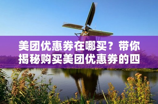 美团优惠券在哪买？带你揭秘购买美团优惠券的四大渠道