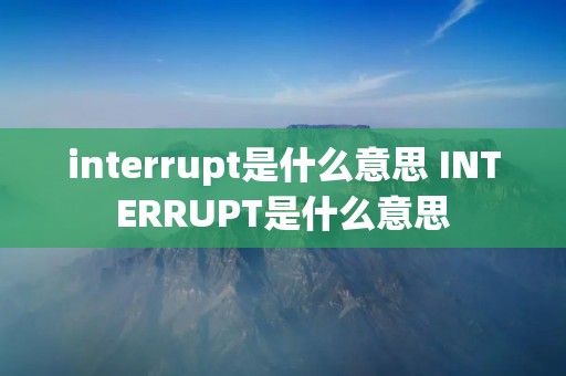 interrupt是什么意思 INTERRUPT是什么意思