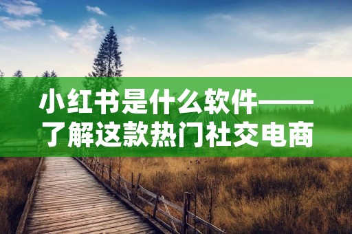 小红书是什么软件——了解这款热门社交电商平台