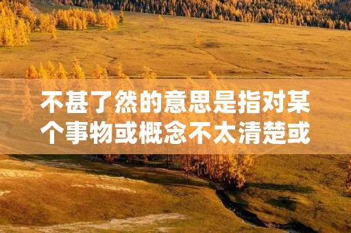不甚了然的意思是指对某个事物或概念不太清楚或理解不透彻。当我们遇到一些新的、陌生的事物时，往往会感到不甚了然，需要通过学习和了解来逐渐弄清楚。下面将从不同角度详细描述这个词的含义和应用。