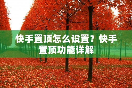 快手置顶怎么设置？快手置顶功能详解