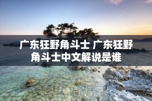 广东狂野角斗士 广东狂野角斗士中文解说是谁