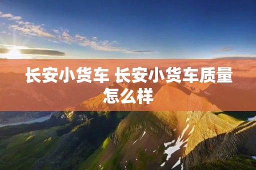 长安小货车 长安小货车质量怎么样