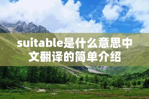 suitable是什么意思中文翻译的简单介绍