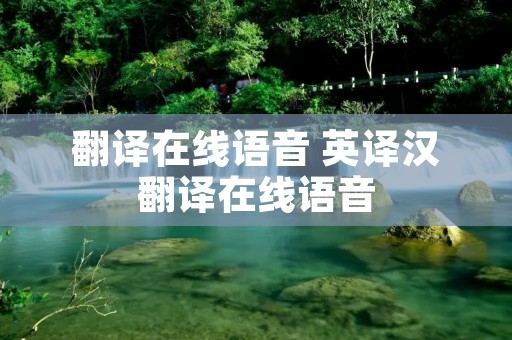 翻译在线语音 英译汉翻译在线语音