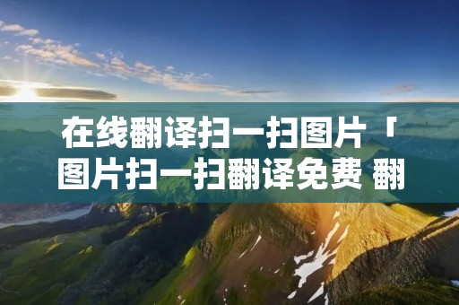在线翻译扫一扫图片「图片扫一扫翻译免费 翻译器」