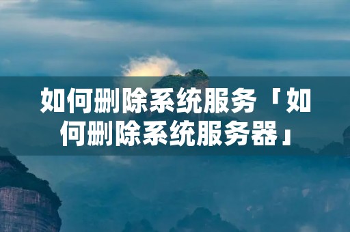 如何删除系统服务「如何删除系统服务器」 如何删除系统服务「如何删除系统服务器」