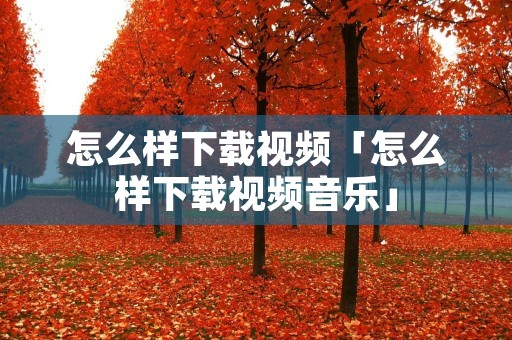 怎么样下载视频「怎么样下载视频音乐」 怎么样下载视频「怎么样下载视频音乐」