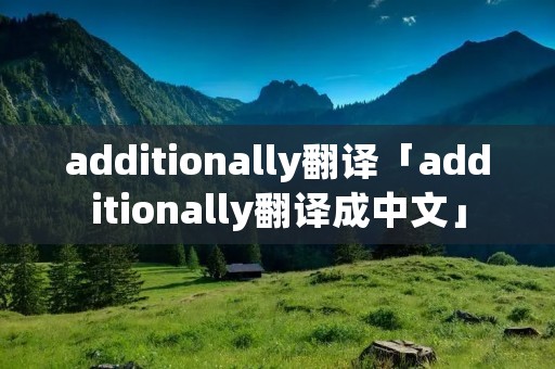 additionally翻译「additionally翻译成中文」