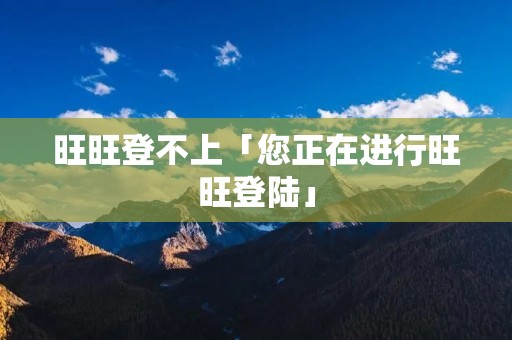 旺旺登不上「您正在进行旺旺登陆」